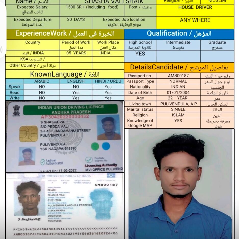 استقدام سائق خاص الهند — CV-045